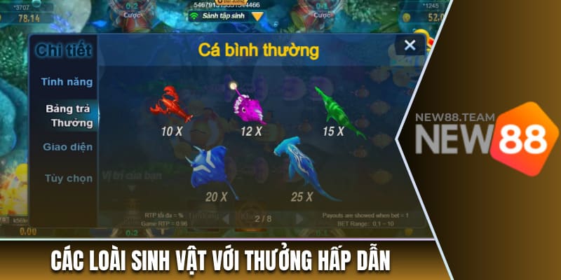 Bắn Cá H5 - Siêu Phẩm Đổi Thưởng Hot Top 1 Tại New88 2 Các loài sinh vật với thưởng hấp dẫn